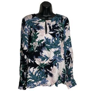 Part Two Copenhagen Floral Boho Blouse Top Womens M EU 36 Long Sleeve Keyhole